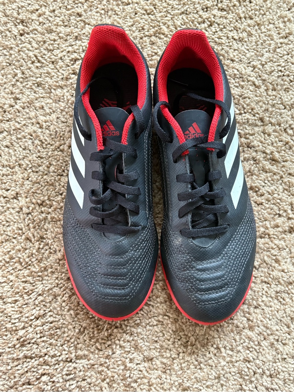 adidas Kids Black & Red Sneakers with White Stripes